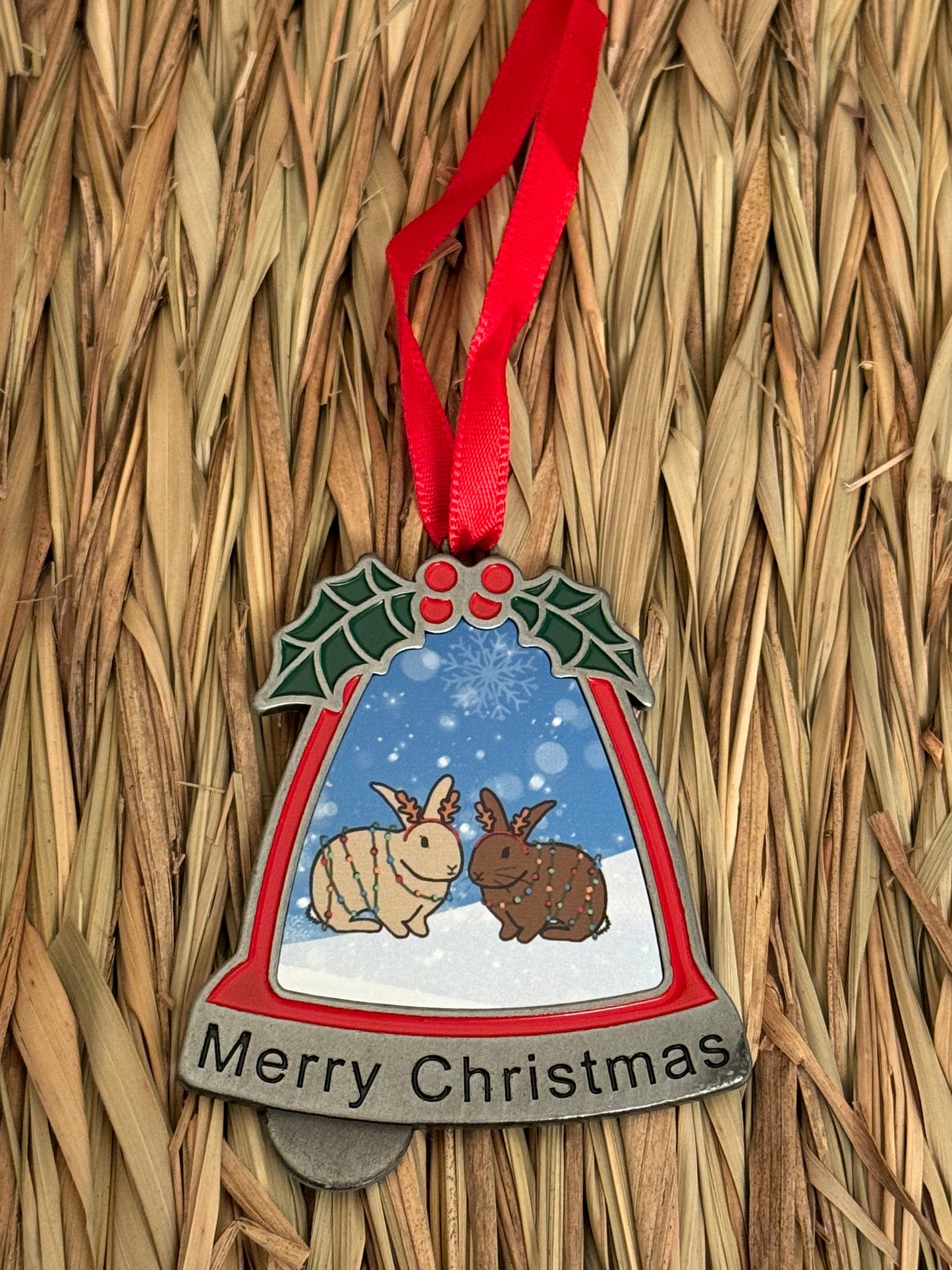 Christmas JJ and Hettie hanging bell decoration - winter bunderland