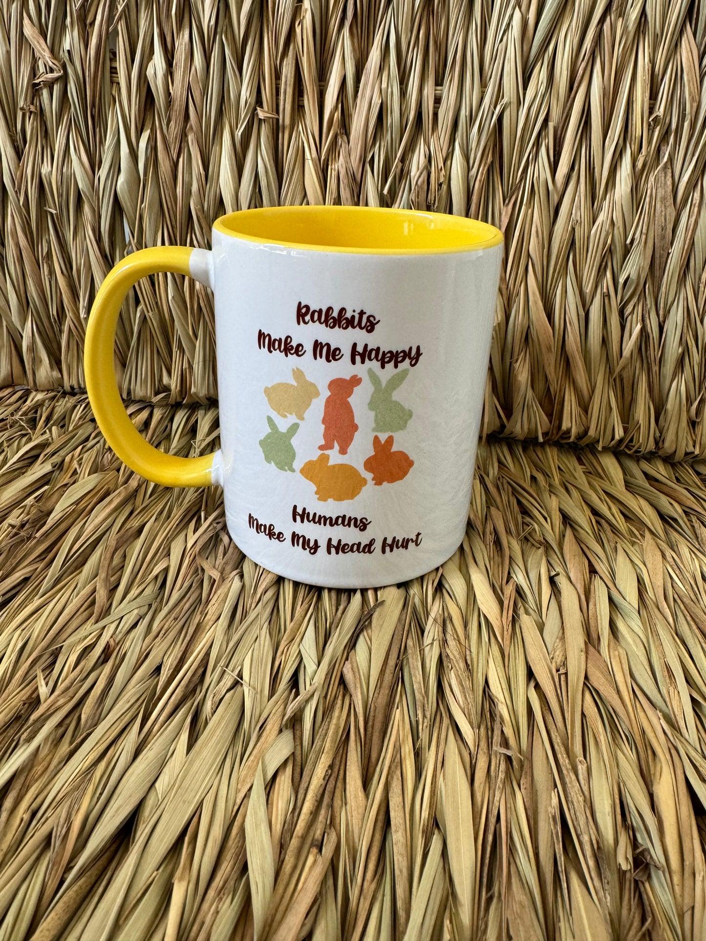Rabbits Make Me Happy, Humans Make My Head Hurt Mug or Coaster