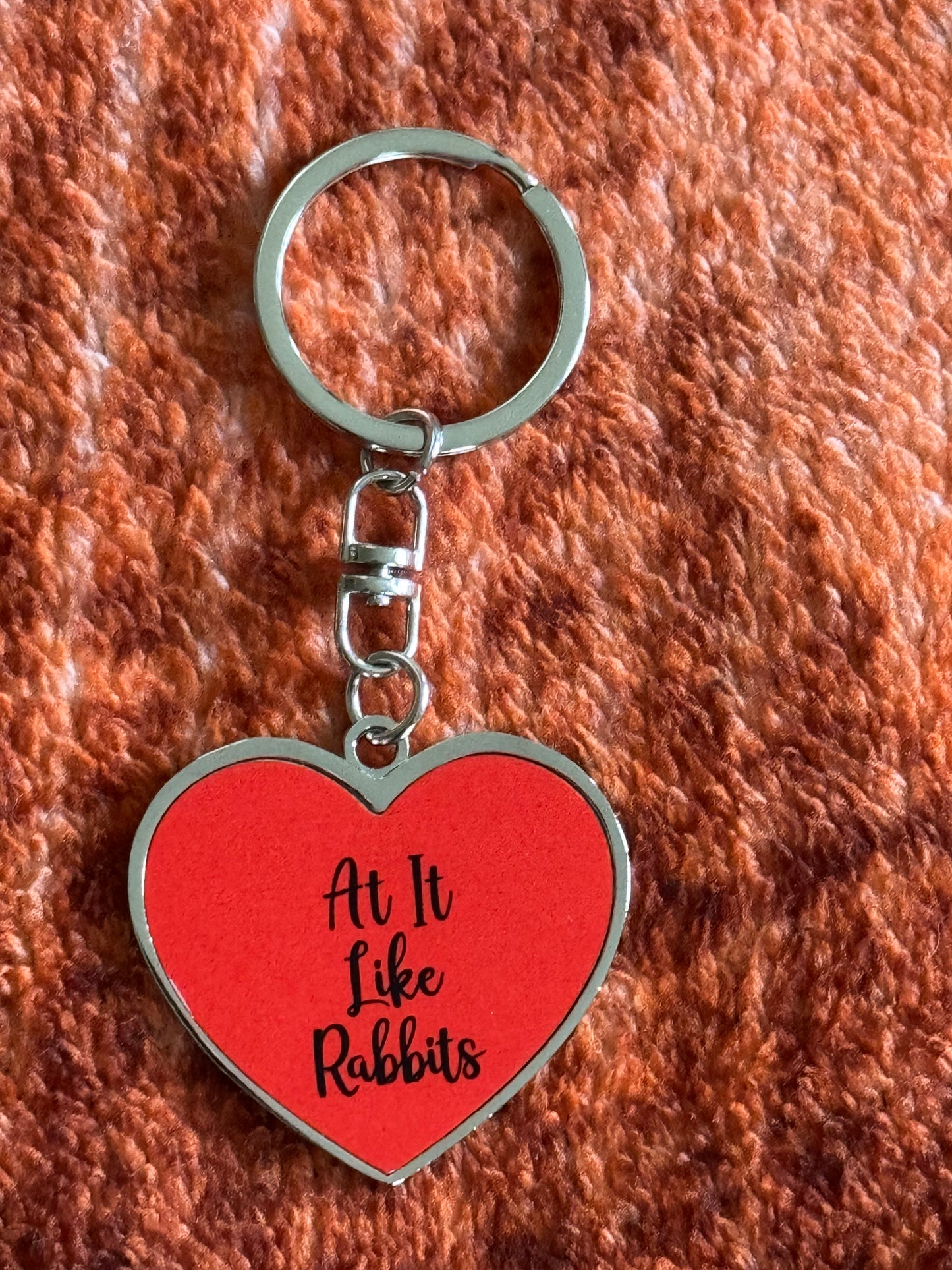 Metal Heart Keychain - Humping Bunnies