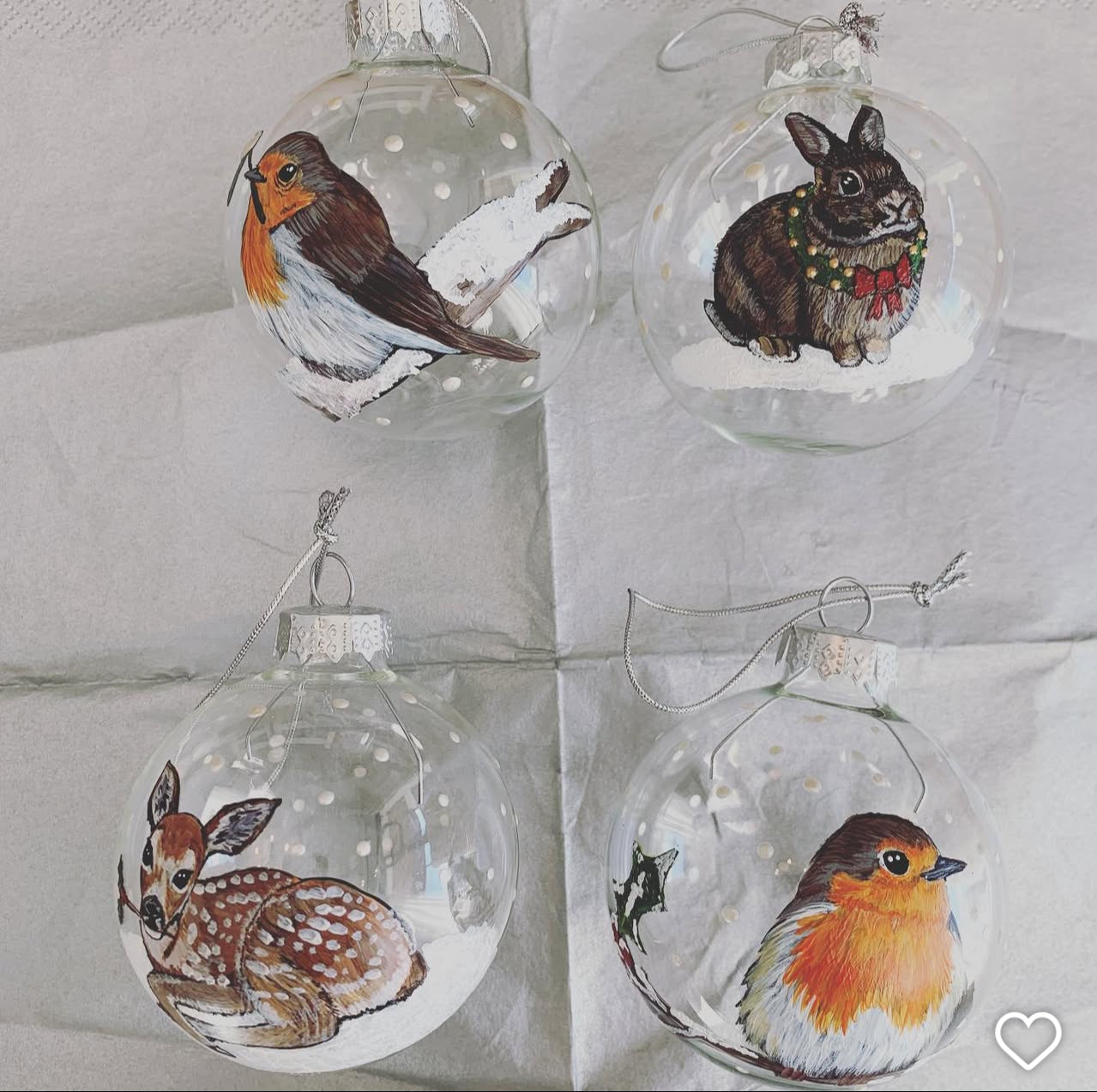 Custom hand painted 6cm iridescent glass baubles