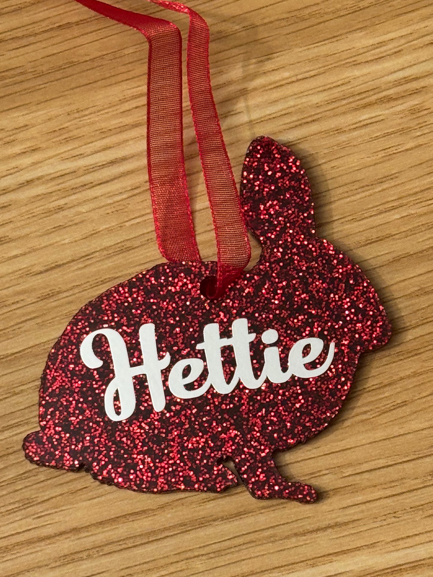Personalised Hanging Resin Sparkly Rabbit Decoration