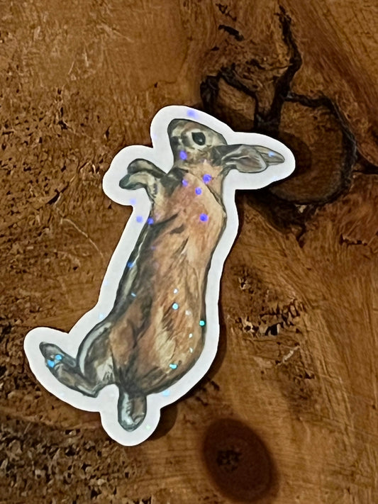 Rabbit Standing Tall Holographic Sticker