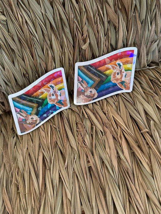 LGBTQIA+ Cute Holographic JJ and Hettie Pride Flag Magnets