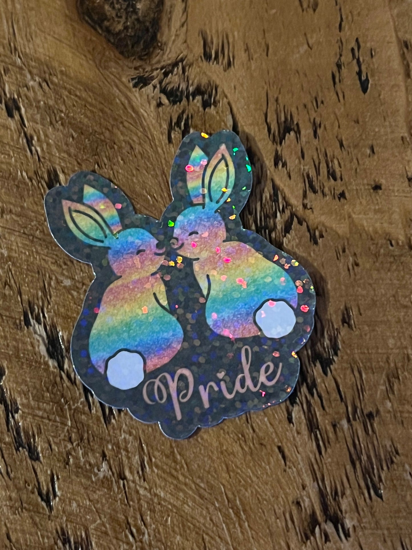 LGBTQIA+ Bunny pride holographic stickers