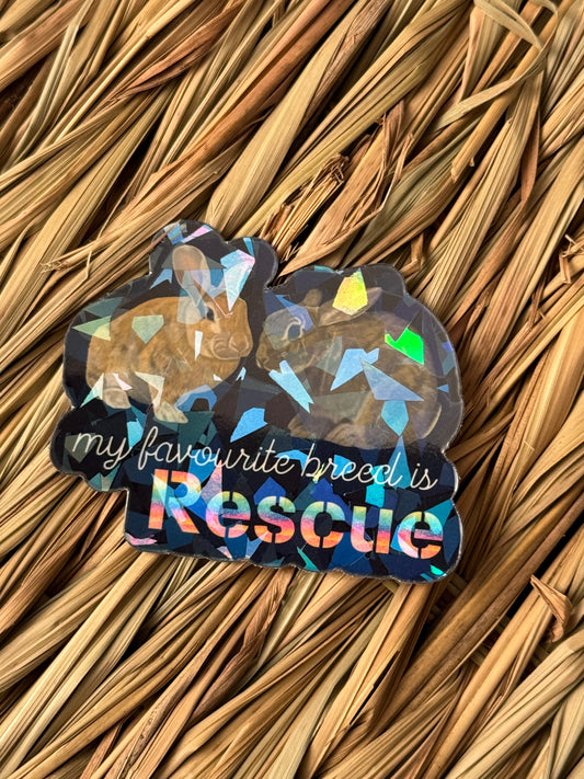 My Favourite Breed Is Rescue Holographic Magnet