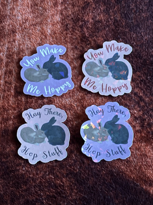 JJ And Hettie - Love Bunnies Holographic Stickers