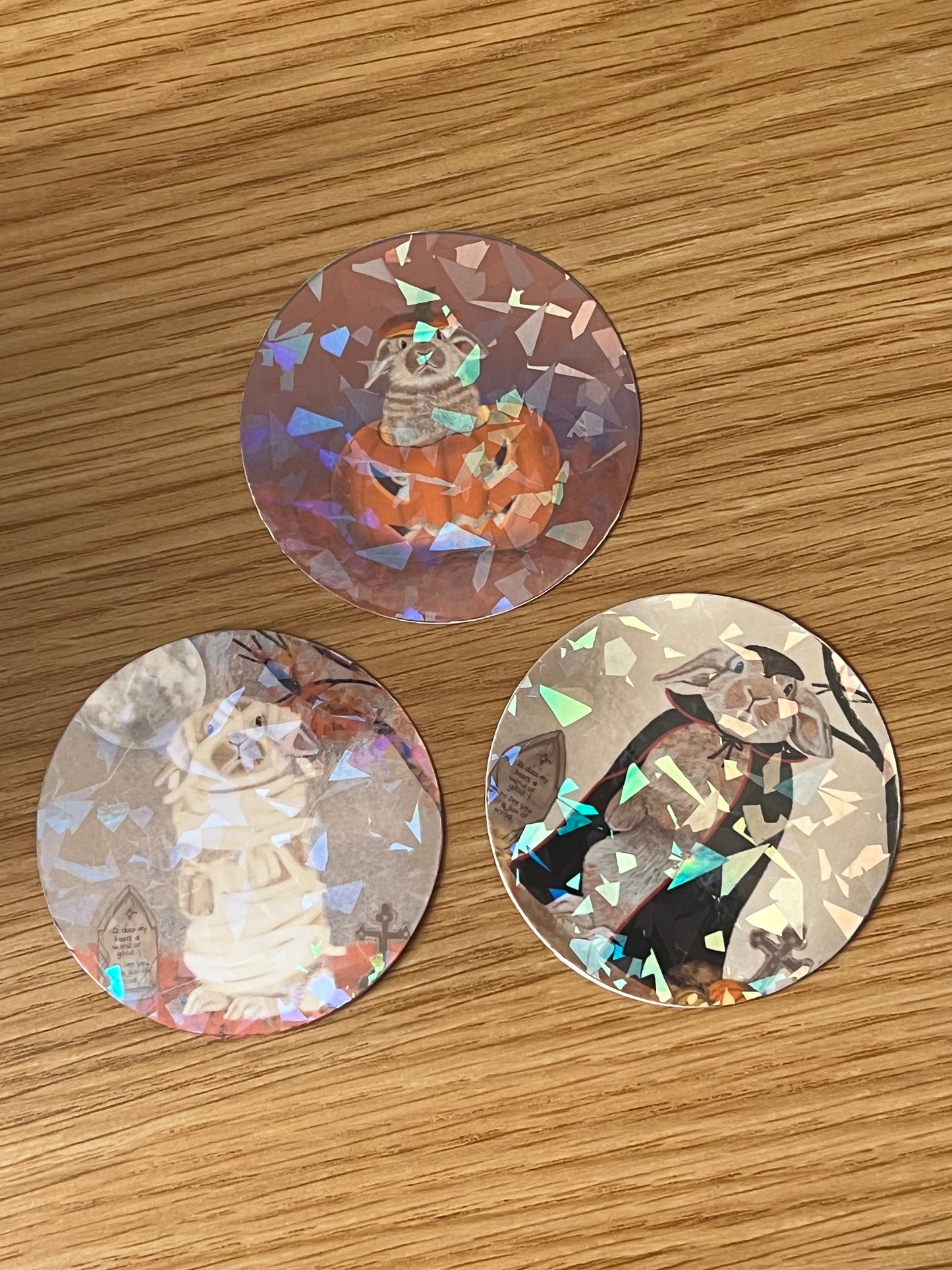 Cute Halloween Bunny Rabbit Holographic Sticker