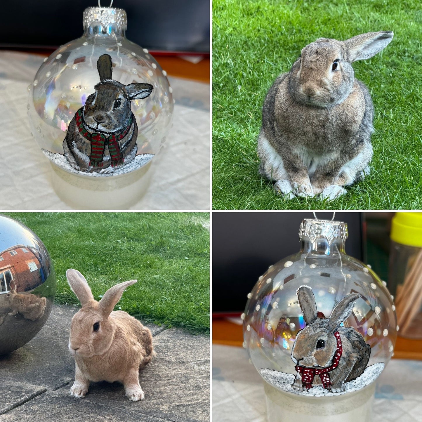 Custom hand painted 6cm iridescent glass baubles