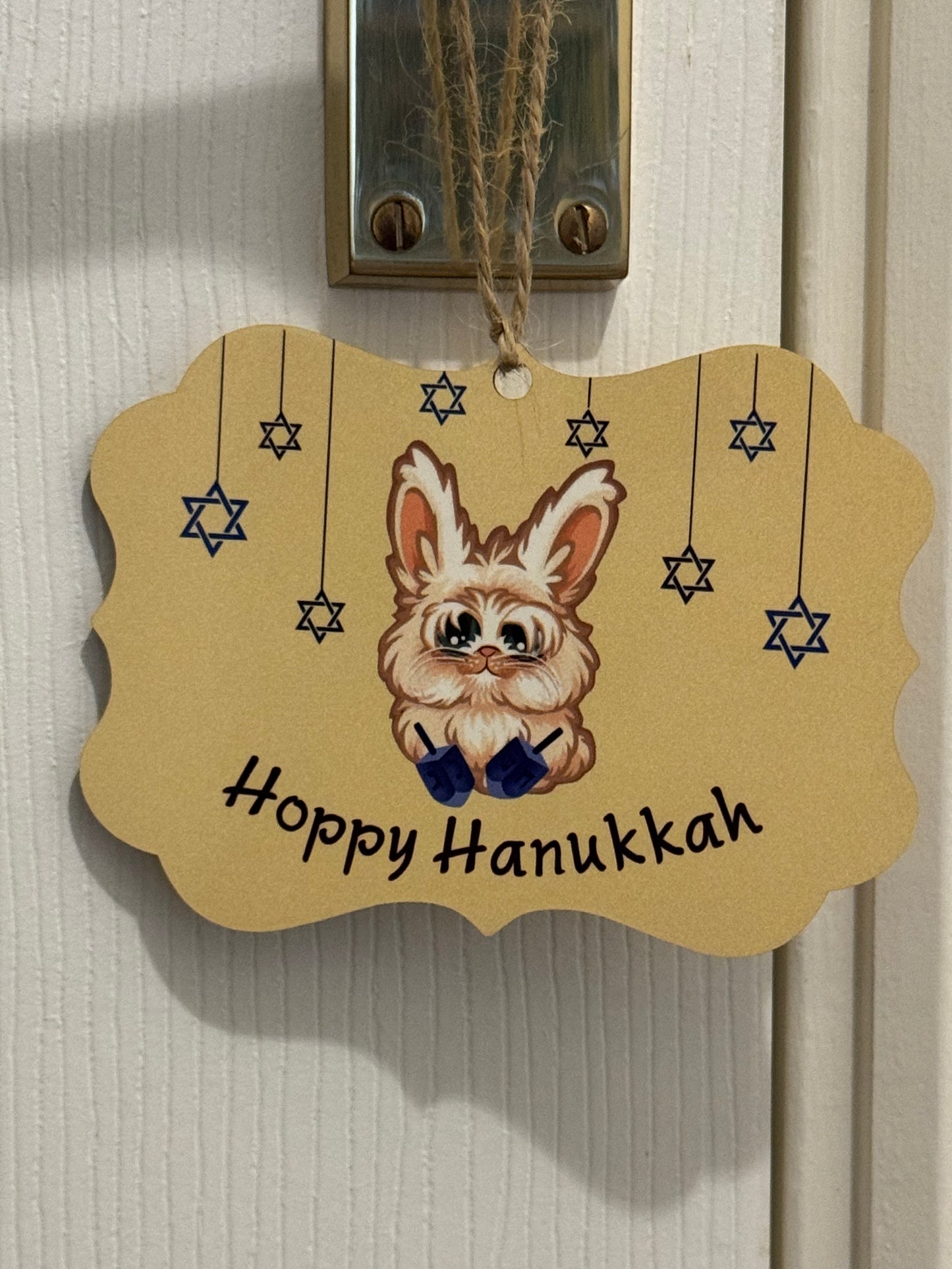 Double Sided Bruce Hoppy Hanukkah Wooden Decoration