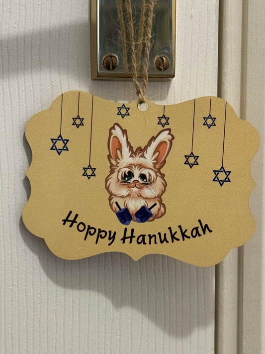 Double Sided Bruce Hoppy Hanukkah Wooden Decoration