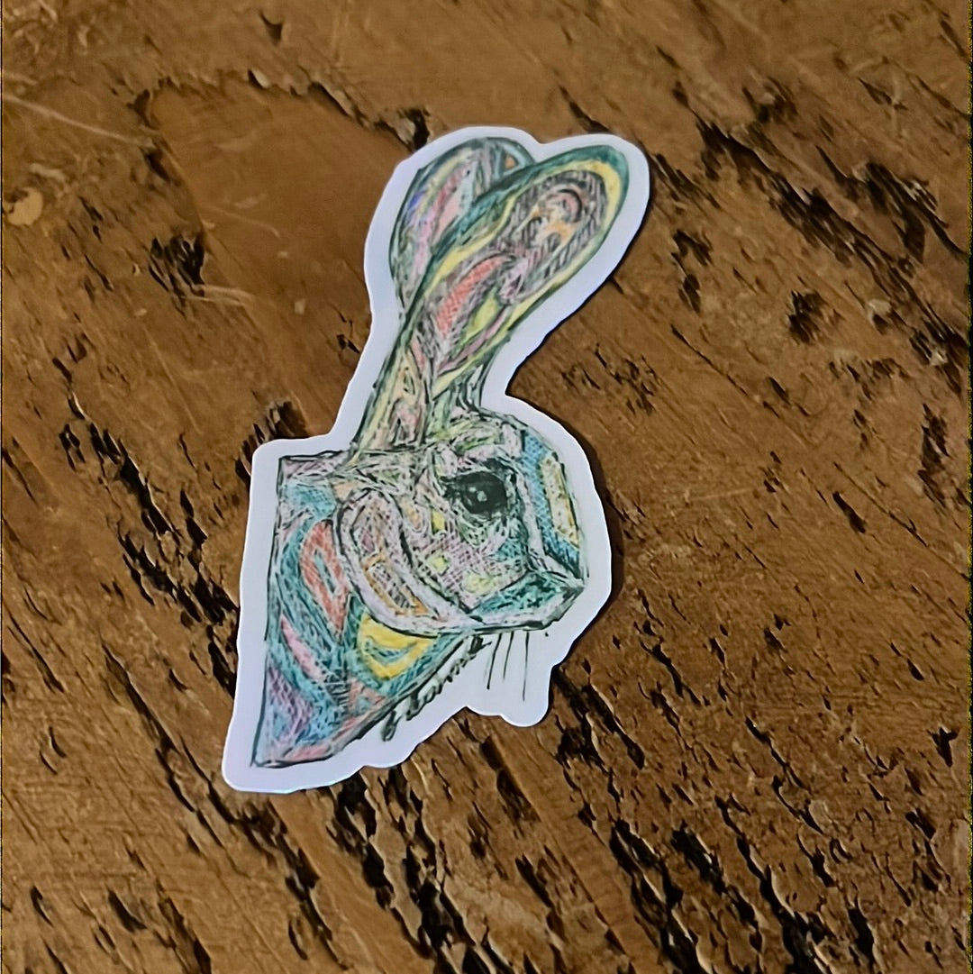 Holographic Rainbow bunny sticker