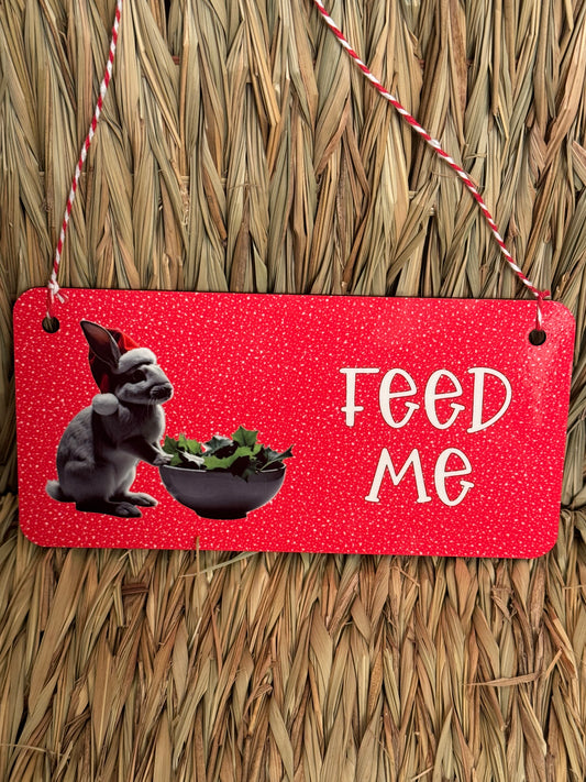 Christmas Double Sided Wooden Sign - Feed Me