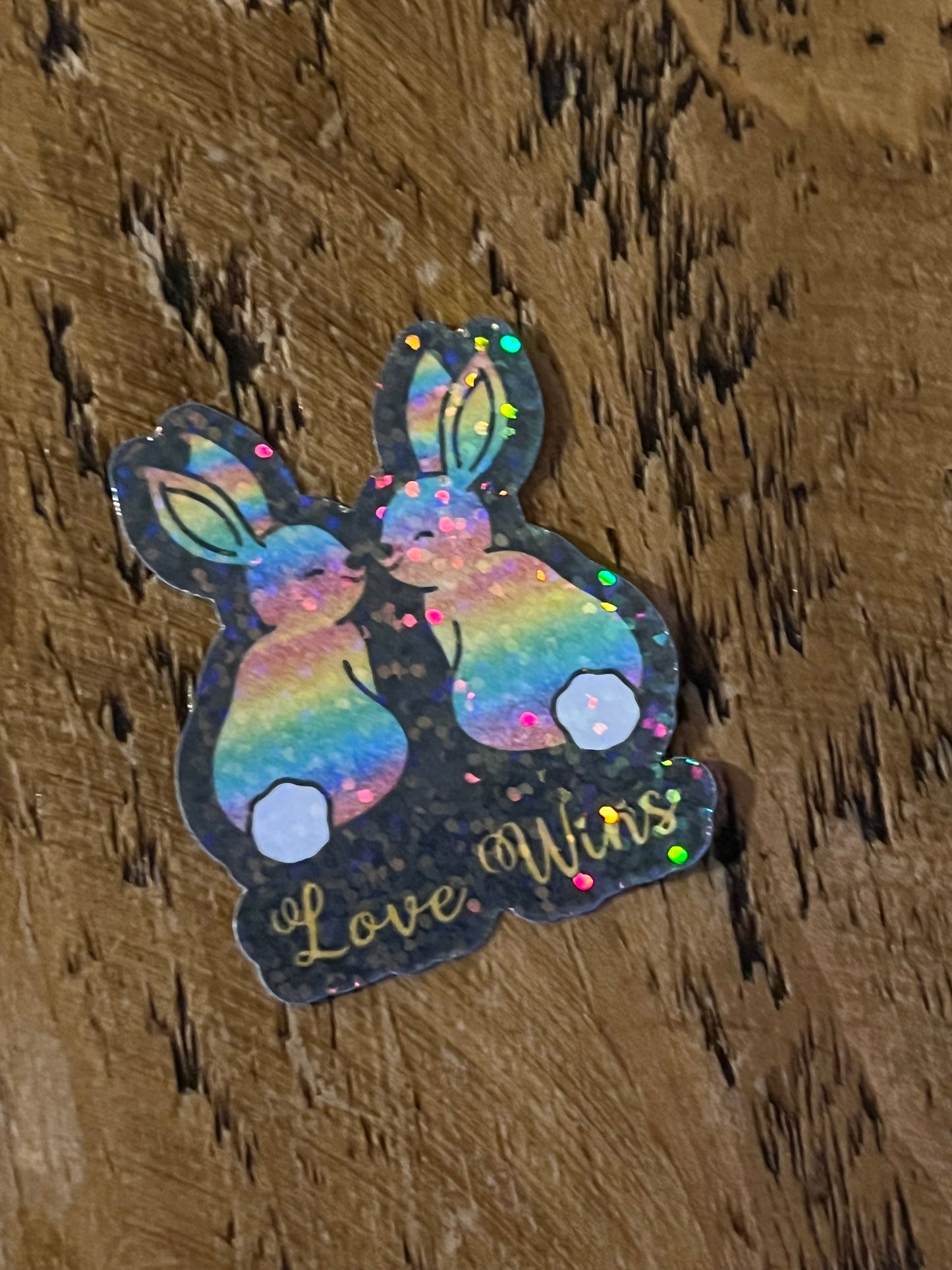 LGBTQIA+ Bunny pride holographic stickers