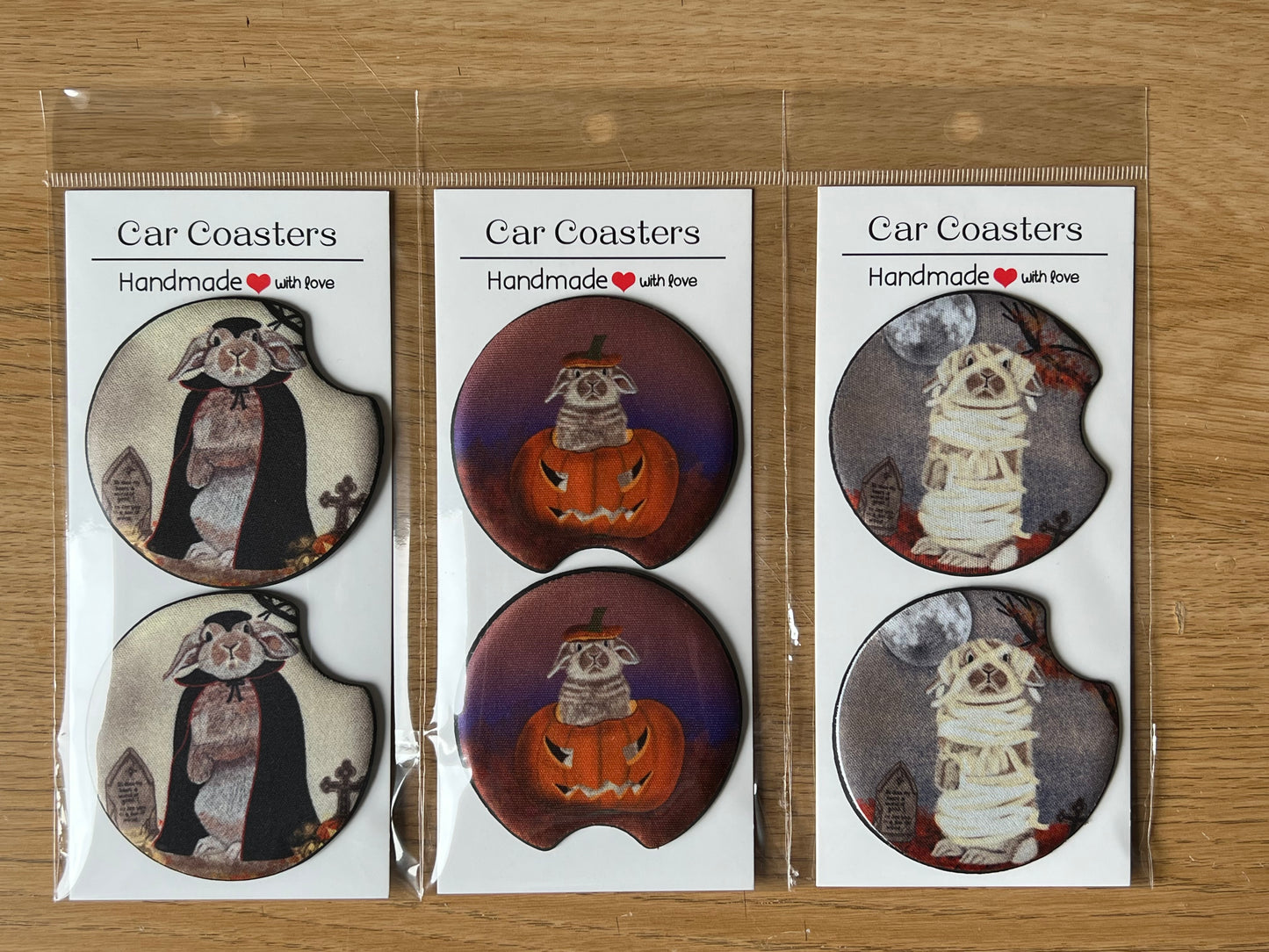 Cute Bunny Rabbit Halloween Car Coasters