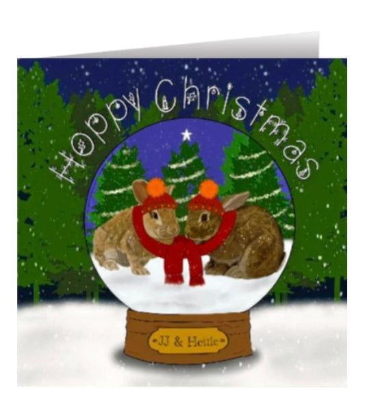 JJ and Hettie Snow Globe Trees Christmas Card