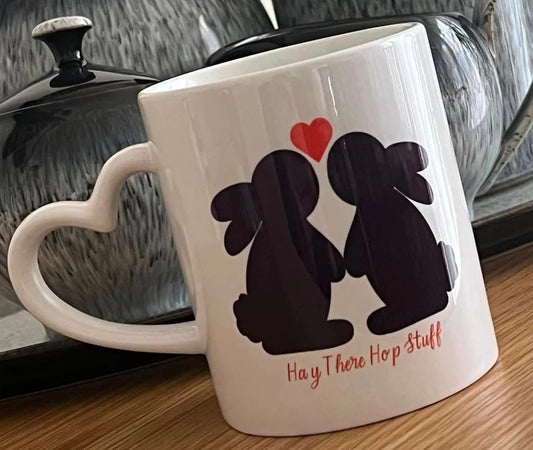 Bunny Love Pun Heart Handle Mug