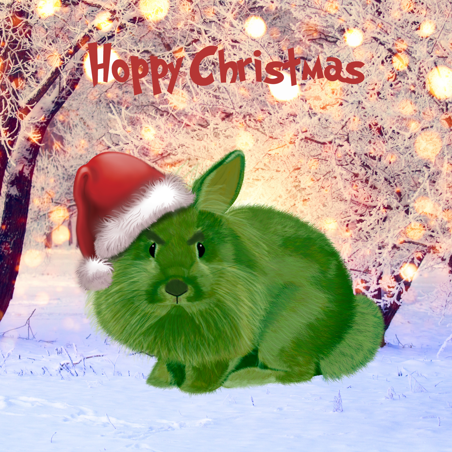 Grinch Bunny Christmas Card