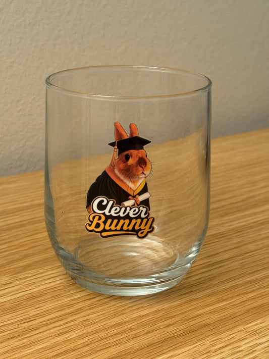 Clever Bunny Graduation Glass Tumbler