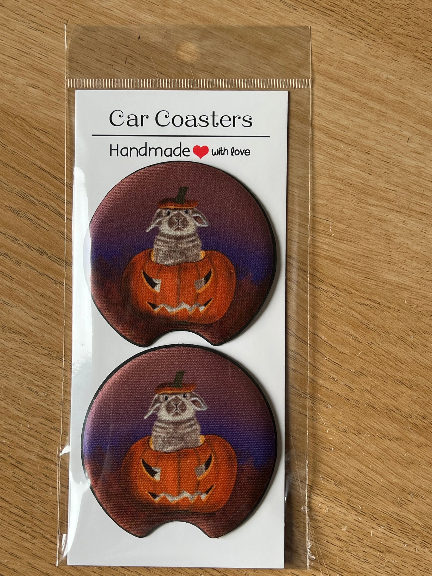 Cute Bunny Rabbit Halloween Car Coasters