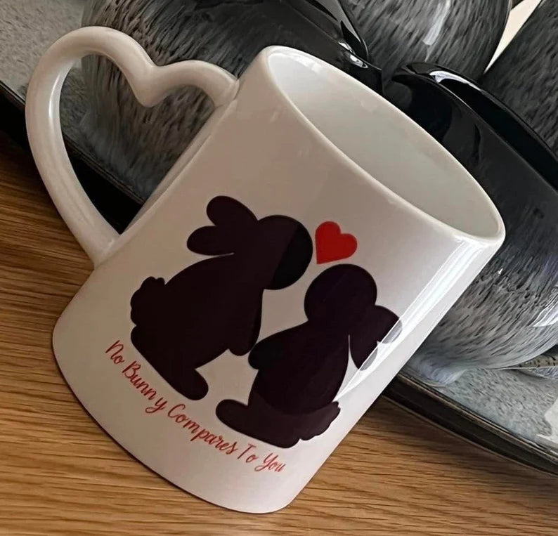 Bunny Love Pun Heart Handle Mug