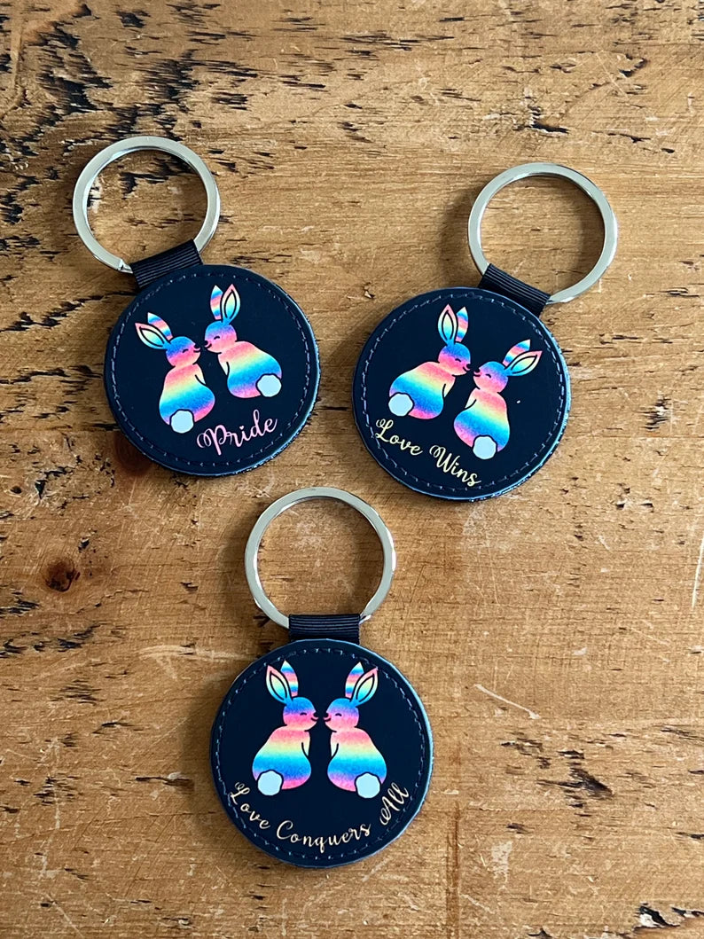 Pride Bunnies Keychains LGBTQIA+ PU Leather Keychain