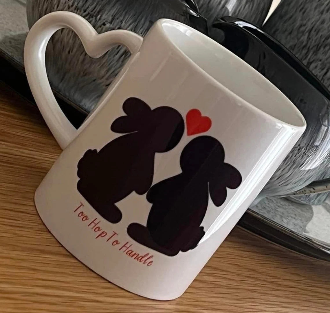 Bunny Love Pun Heart Handle Mug