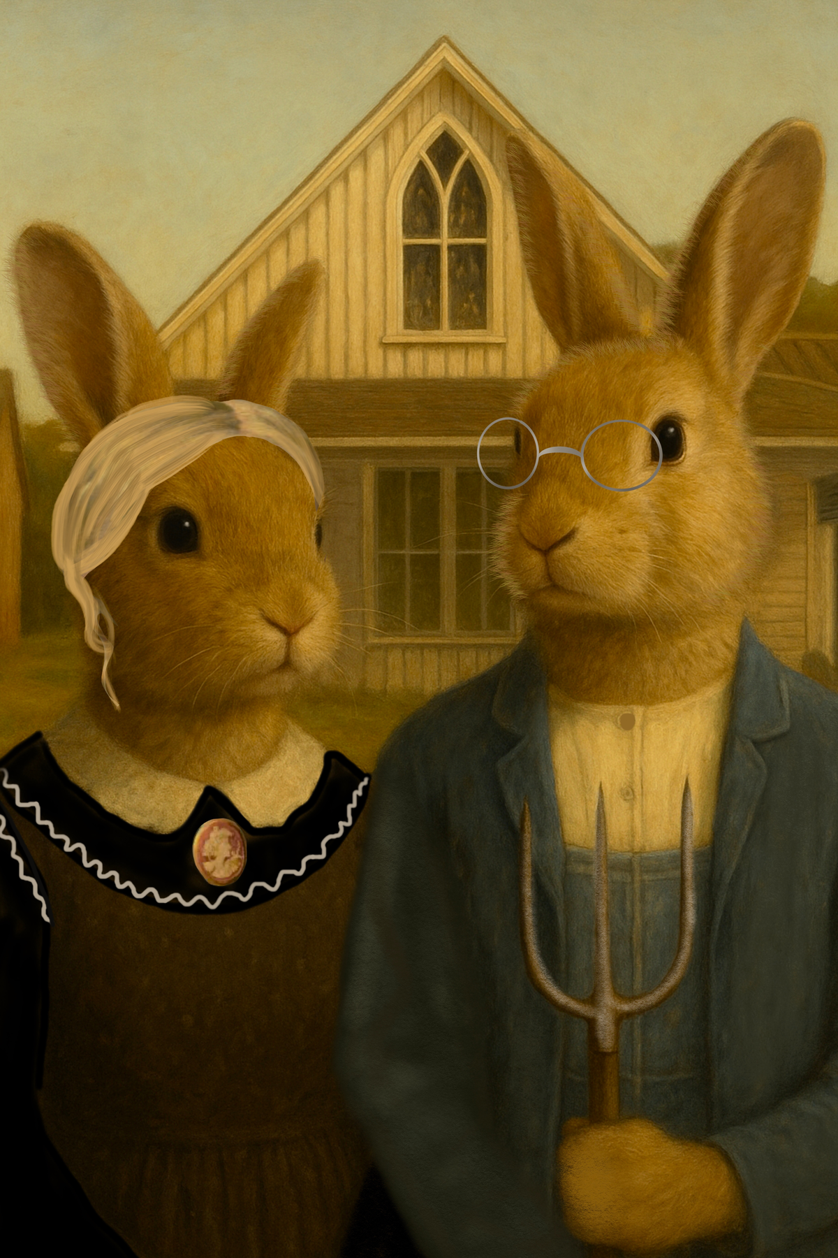 American Gothic Bunnies - Sweatshirt - The Warren Creations
