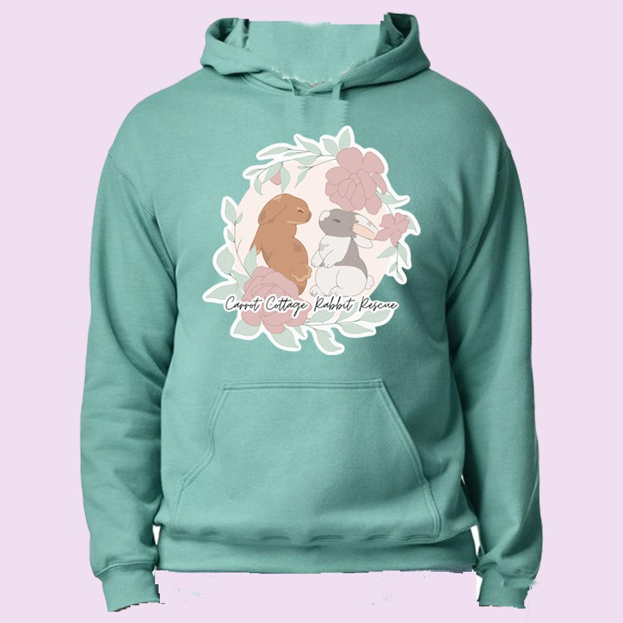 Carrot Cottage Rabbit Rescue Logo Overhead Hoodie